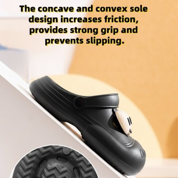 Lightweight EVA Clogs with Smile Design – Breathable Sli！！BLACK - Picture 3 of 4